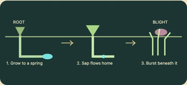 Worked visual example for Rootbound