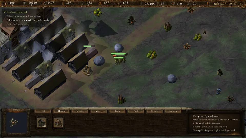 A raid at the edge of town on a Bale-fire night, soldiers and raiders with health bars