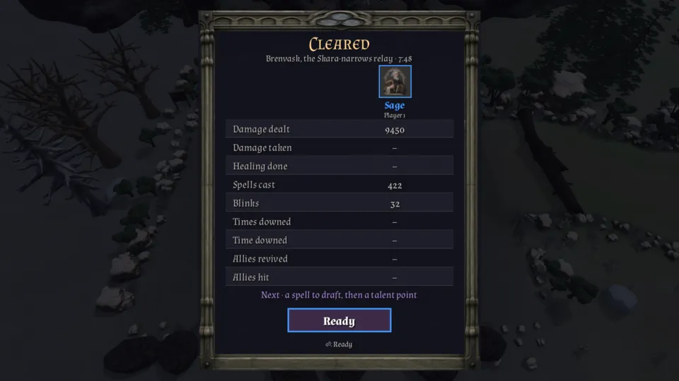 Results screen: Cleared, Brenvask, the Skara-narrows relay · 7:48