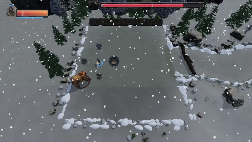 The Alchemist fighting The hoar-bear alone