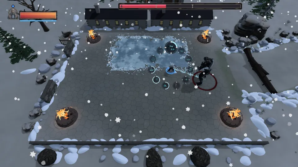 The Cryomancer fighting The pit-keeper