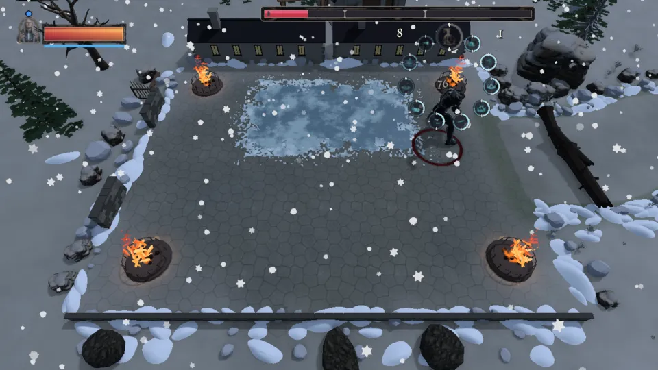 The Cryomancer fighting The pit-keeper alone