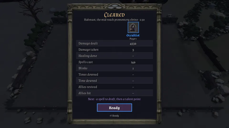 Results screen: Cleared, Halvnast, the mid-reach promontory shrine · 2:50