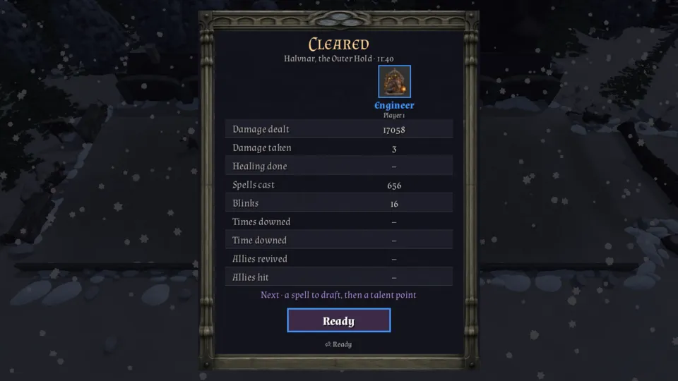 Results screen: Cleared, Halvnar, the Outer Hold · 11:40