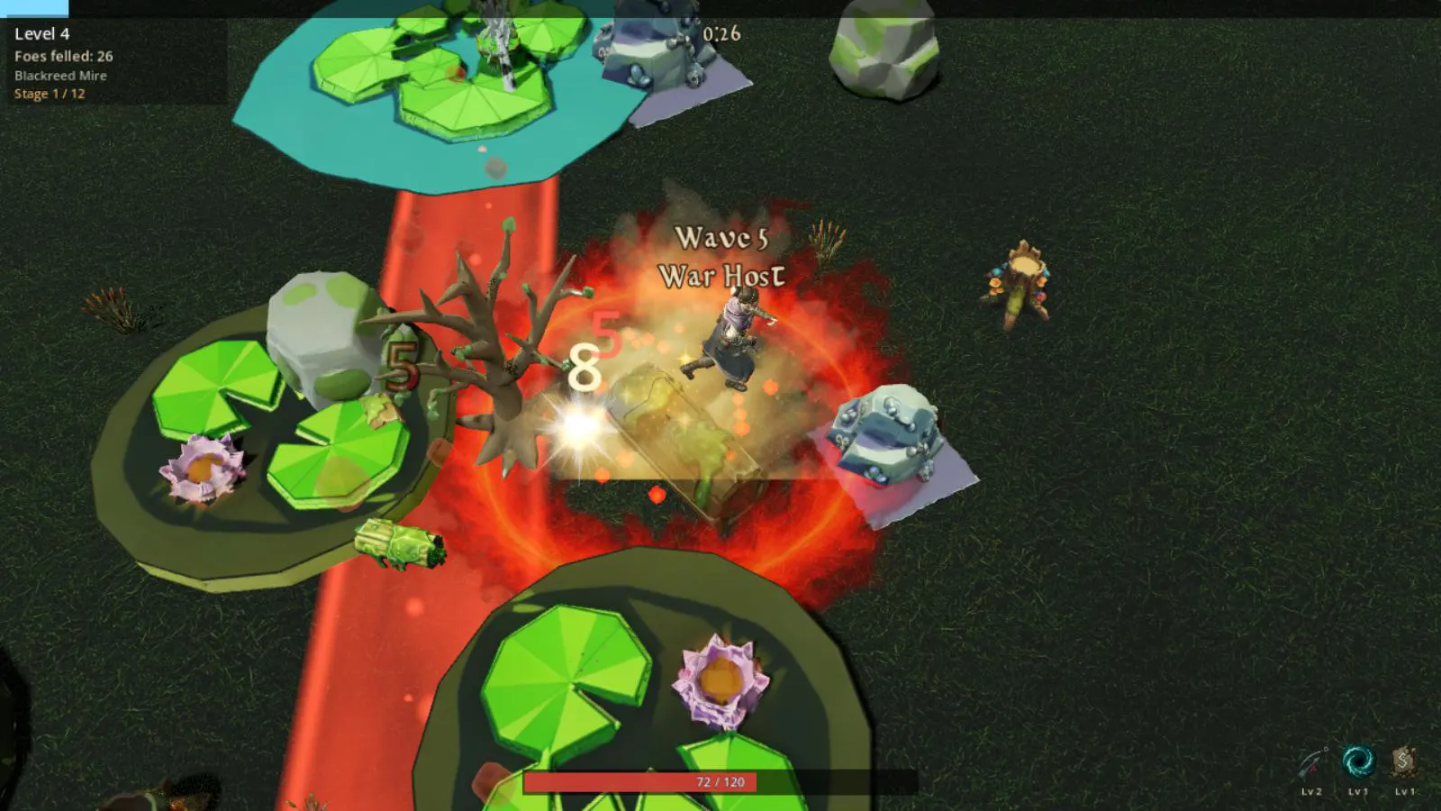 Mage using spells during the Blackreed Mire War Host wave