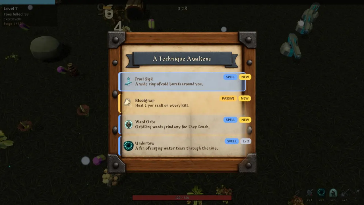 Frost Sigil appears as a new spell on a level-up card