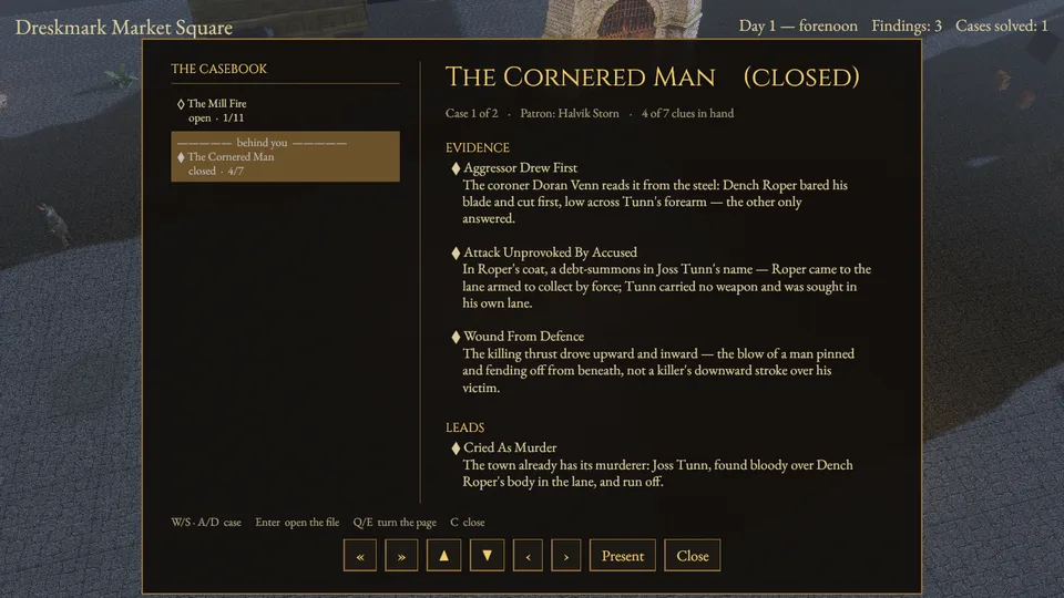 The casebook showing The Cornered Man closed