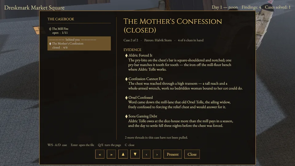 The casebook showing The Mother's Confession closed