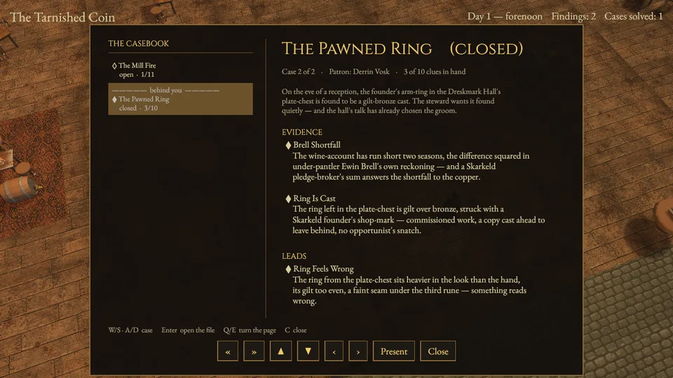 The casebook showing The Pawned Ring closed