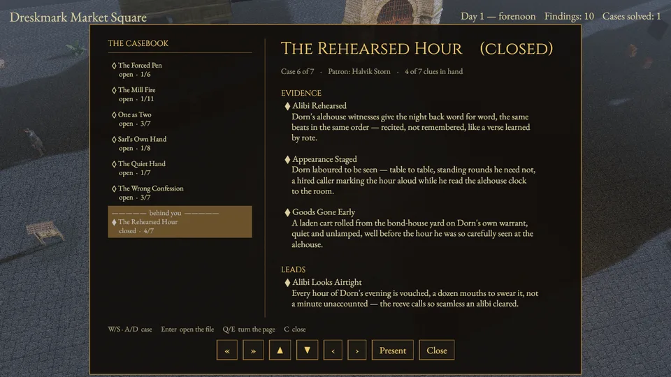 The casebook showing The Rehearsed Hour closed