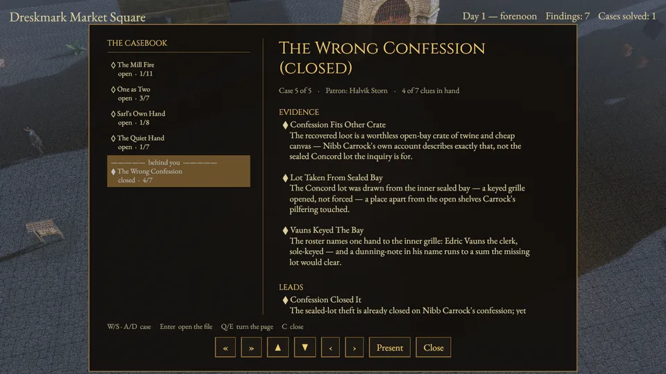 The casebook showing The Wrong Confession closed