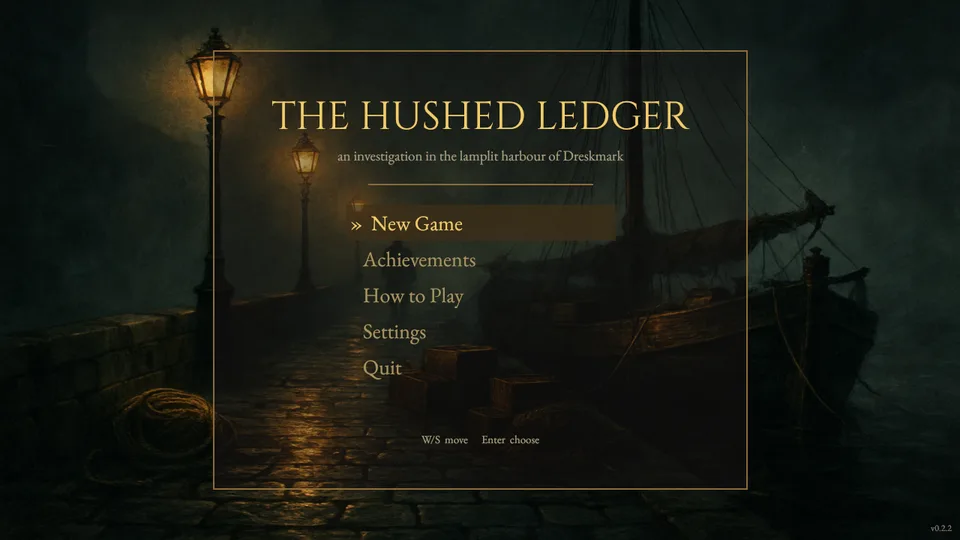 The title menu: New Game, Achievements, How to Play, Settings, Quit