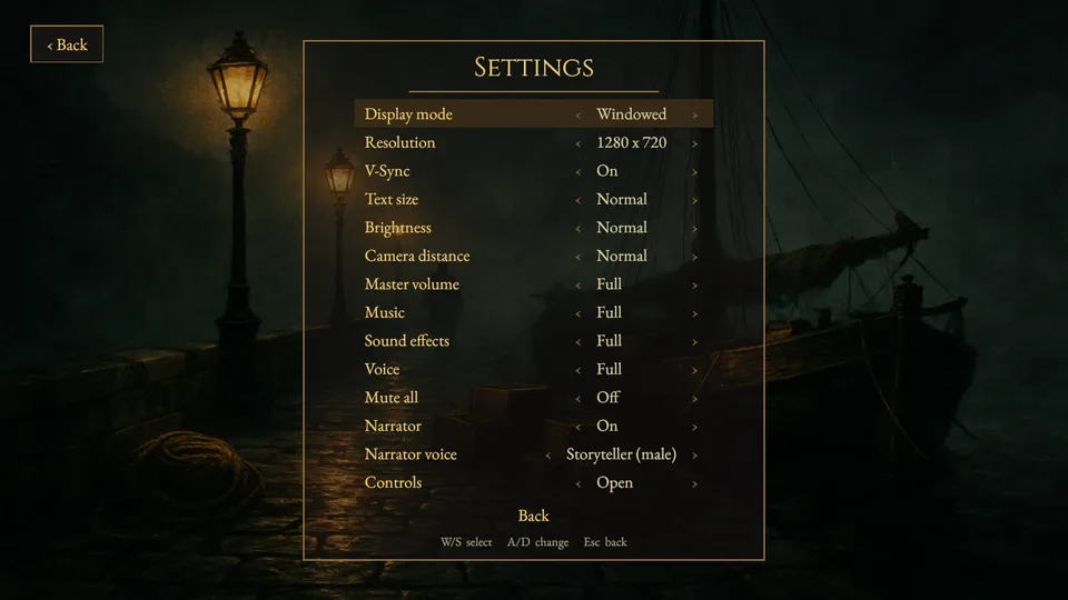 The Settings screen with its fourteen rows
