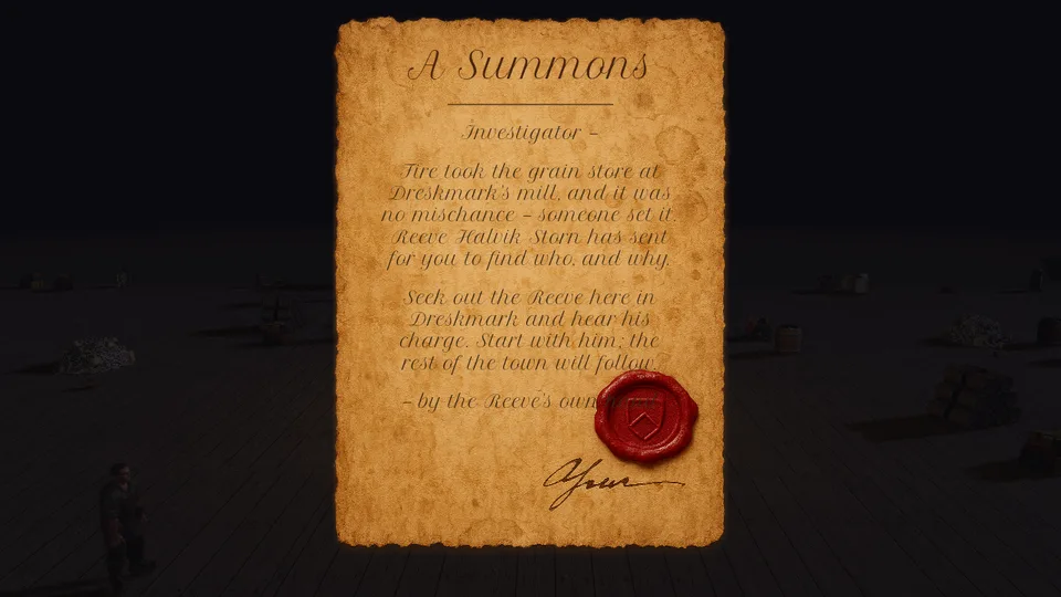 A Summons: the reeve's letter that opens every new game