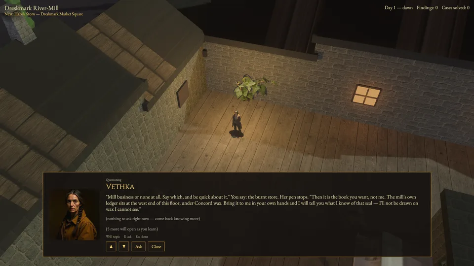 A conversation with Vethka in the river-mill