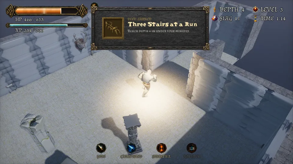 Depth 4, level 3, TIME 1:13: the Three Stairs at a Run card