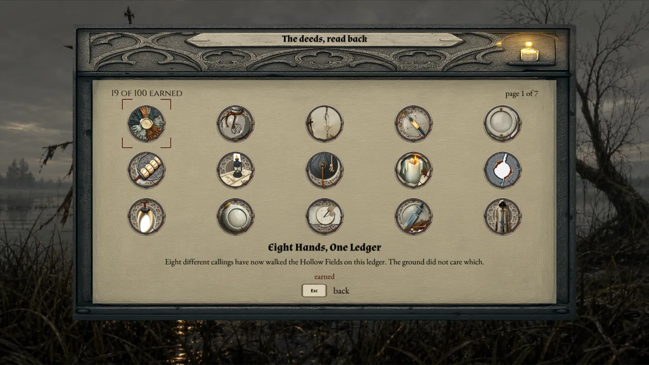 Eight Hands, One Ledger shown as earned in the successful profile