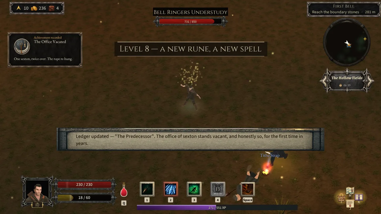 The Office Vacated recorded, level 8 reached, the ledger line for The Predecessor