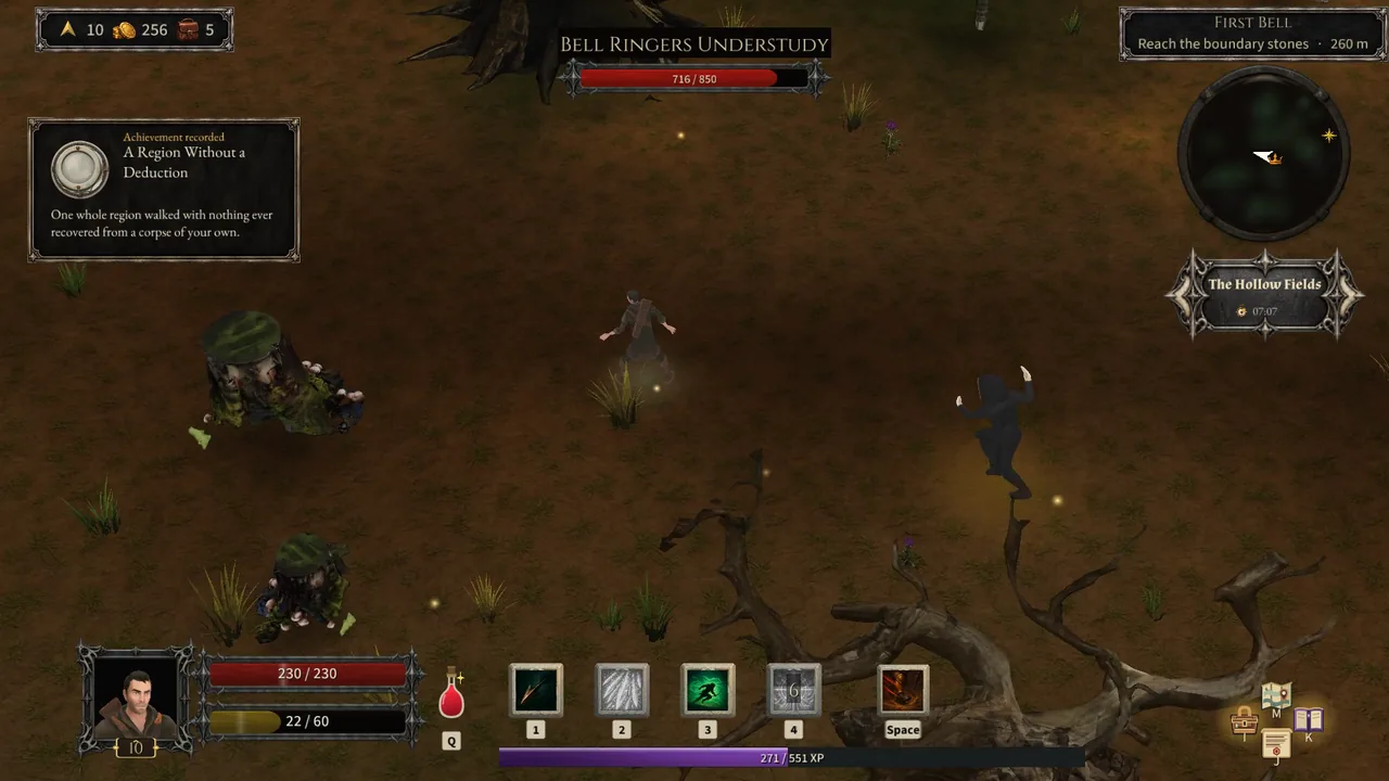 Achievement recorded: A Region Without a Deduction, the hero at 230 of 230 life