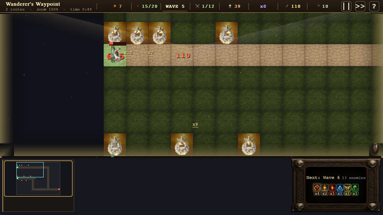 Wave 5 with a line of Radiance towers along the route