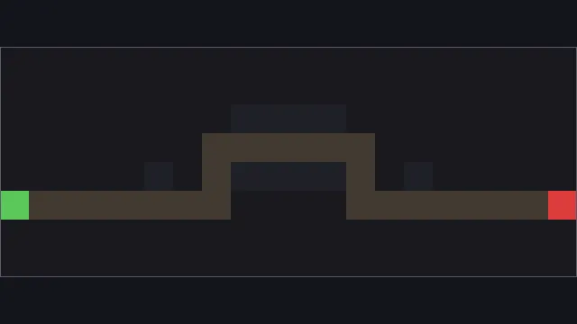 Throat of the Mountain layout: spawn points green, goal red, the enemy route in tan