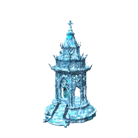 The Frostweave tower model as the game renders it