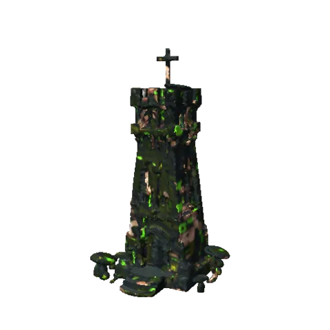 The Plague tower model as the game renders it
