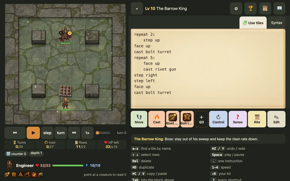 The full Barrow King room and the Engineer's script