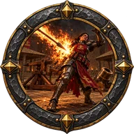 The Return to Sender achievement emblem: the Siege-Mistress struck by her own burning bolt
