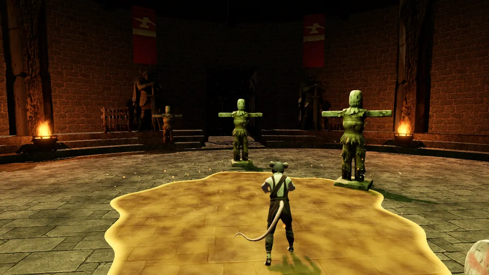 Elixir cast at the training dummies in the Proving Ring