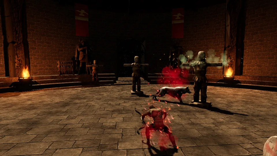 Blood Frenzy cast at the training dummies in the Proving Ring