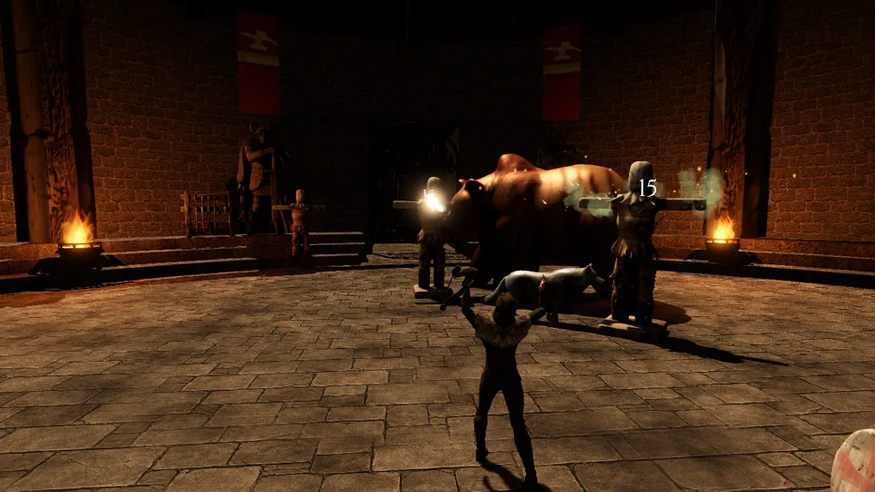 Call of the Wild cast at the training dummies in the Proving Ring
