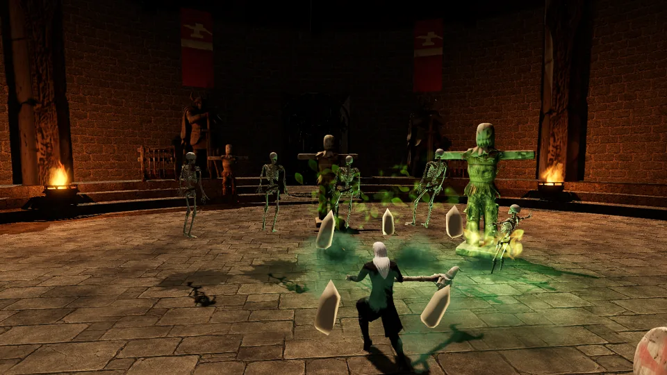 Army of the Dead cast at the training dummies in the Proving Ring