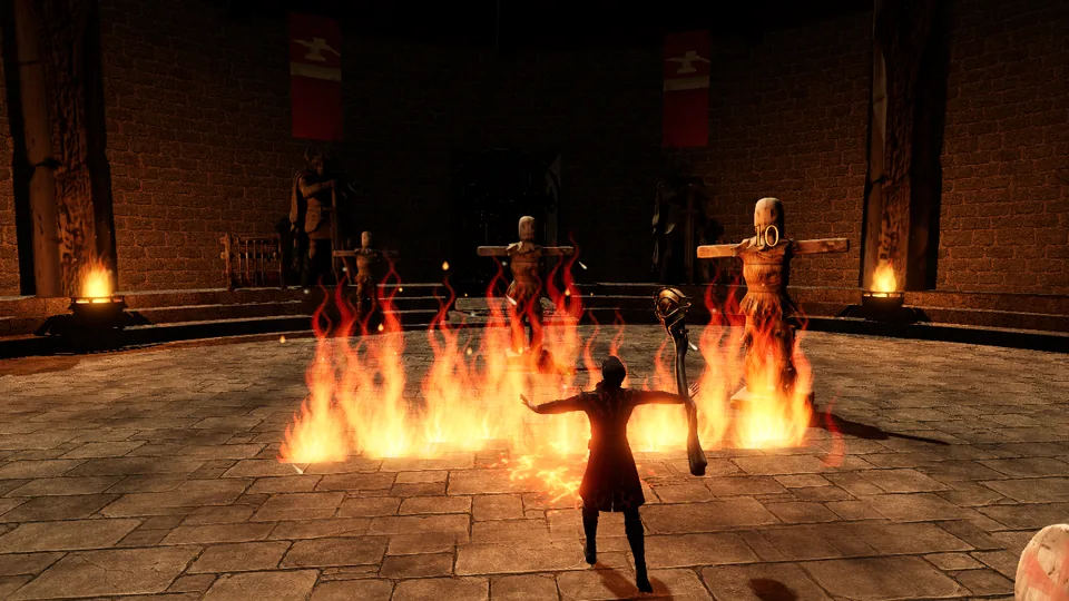 Flame Wall cast at the training dummies in the Proving Ring