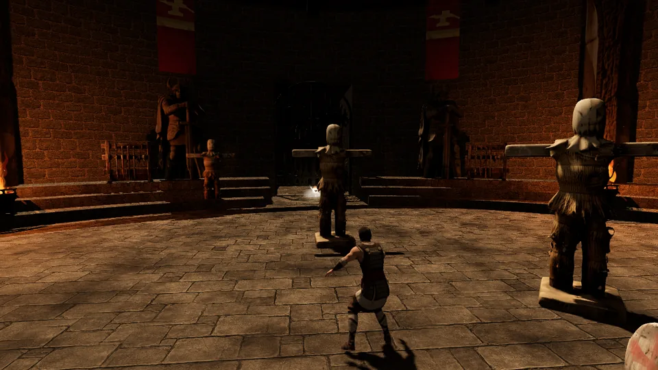 Spear Throw cast at the training dummies in the Proving Ring