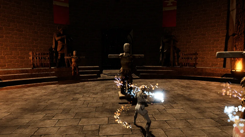 Elemental Storm cast at the training dummies in the Proving Ring