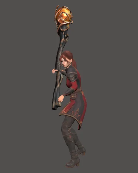 The Pyromancer (female) model in the game
