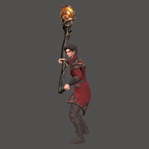 The Pyromancer (male) model in the game