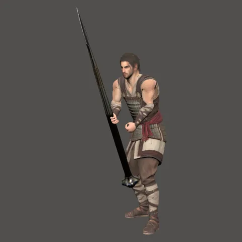 The Spear-dancer (male) model in the game