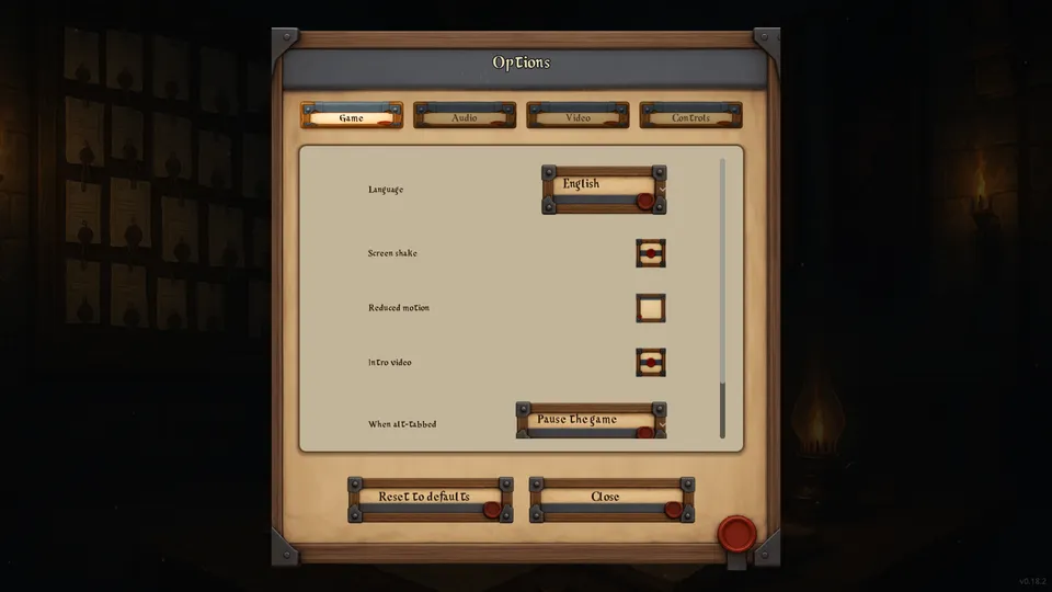 Options Game tab