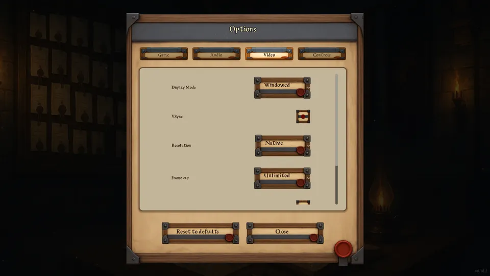 Options Video tab