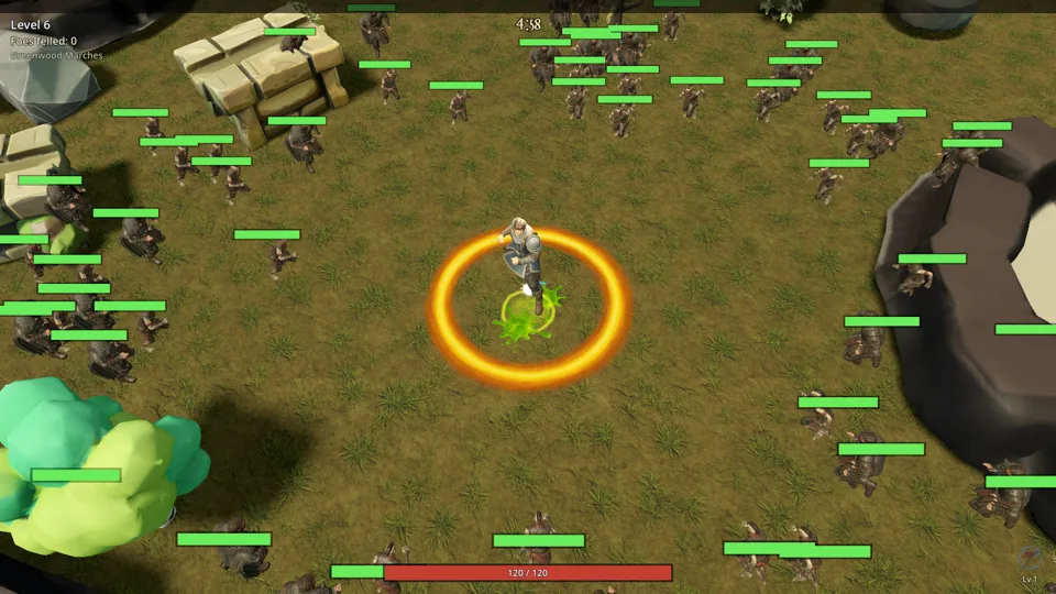Swarm in a green woodland arena