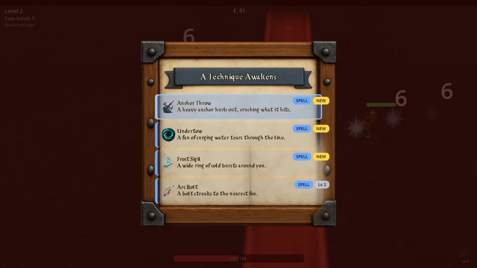 A level-up card offering a new choice