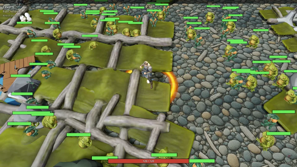 Combat beside a coastal arena